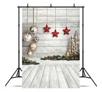 sjoloon 5 x 7ft Bolas de Navidad Blanco Suelos de Madera Tela de Fondo para Estudio de fotografía Fotos Fondos Personalizados Fondo de Estudio jlt10383