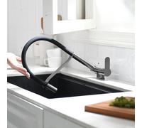 SJQKA Grifo Abatible Cocina,Grifo Abatible,Salida De Agua De Modo Dual,Grifos Abatibles Cocina Latón,Sin Plomo - ¡Ideal Para Fregadero Grifo Cocina Abatible Y Plegable Para Ventana (gris)