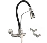 SJQKA Grifo Pared Cocina,Giratorio 180°, Silicona De Calidad Alimentaria, Grifo De Pared,Flexible Extensible Para Fregadero De Cocina De,Material De Acero Inoxidable