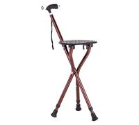 SJSJJAH Bastón con Asiento, Silla de Aluminio con muletas y luz LED, Ajustable, portátil, Antideslizante, for Personas Mayores Que practican Senderismo.(Curry Color)