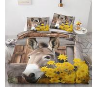 SJSXWQN Funda Nordica Cama 105 Burro Gris Edredon Cama 105 para Niñas Niños con Cremallera Suave cómodo Microfibra Fundas Nordicas 180x220 cm + 2 Fundas de Almohada 50x80 cm