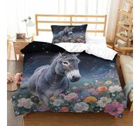 SJSXWQN Funda Nordica Cama 105 Burro Gris Edredon Cama 105 para Niñas Niños con Cremallera Suave cómodo Microfibra Fundas Nordicas 180x220 cm + 2 Fundas de Almohada 50x80 cm