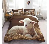 SJSXWQN Funda Nordica Cama 105 Oveja Blanca Edredon Cama 105 para Niñas Niños con Cremallera Suave cómodo Microfibra Fundas Nordicas 180x220 cm + 2 Fundas de Almohada 50x80 cm