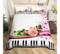 SJSXWQN Funda Nordica Cama 105 Piano Edredon Cama 105 para Niñas Niños con Cremallera Suave cómodo Microfibra Fundas Nordicas 180x220 cm + 2 Fundas de Almohada 50x80 cm