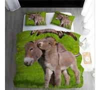 SJSXWQN Funda Nordica Cama 135 Burro Gris Edredon Cama para Niños Adultos con Cremallera cómodo Transpirable Microfibra Fundas Nordicas 220x220 cm + 2 Fundas de Almohada 50x80 cm