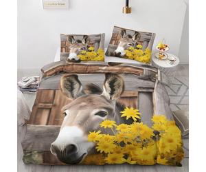 SJSXWQN Funda Nordica Cama 135 Burro Gris Edredon Cama para Niños Adultos con Cremallera cómodo Transpirable Microfibra Fundas Nordicas 220x220 cm + 2 Fundas de Almohada 50x80 cm