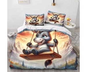 SJSXWQN Funda Nordica Cama 135 Burro Lindo Edredon Cama para Niños Adultos con Cremallera cómodo Transpirable Microfibra Fundas Nordicas 220x220 cm + 2 Fundas de Almohada 50x80 cm