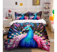 SJSXWQN Funda Nordica Cama 135 Pavo Real Azul Edredon Cama para Niños Adultos con Cremallera cómodo Transpirable Microfibra Fundas Nordicas 220x220 cm + 2 Fundas de Almohada 50x80 cm