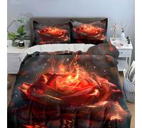 SJSXWQN Funda Nordica Cama 135 Rosas De Fuego Edredon Cama para Niños Adultos con Cremallera cómodo Transpirable Microfibra Fundas Nordicas 220x220 cm + 2 Fundas de Almohada 50x80 cm