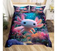 SJSXWQN Funda Nordica Cama 150 Ajolotes Adorables Edredon Cama 150 para Niños Adultos con Cremallera Suave Transpirable Microfibra Fundas Nordicas 240x220 cm + 2 Fundas de Almohada 50x80 cm