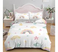 SJSXWQN Funda Nordica Cama 150 Arcoiris Blanco Nordico Cama 150 para Niños Adultos con Cremallera Microfibra de Suave y Transpirable Fundas Nordicas 220x240 cm + 2 Fundas de Almohada 50x80 cm