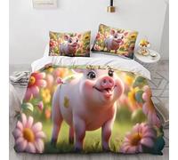 SJSXWQN Funda Nordica Cama 150 Cerdos Rosas Edredon Cama 150 para Niños Adultos con Cremallera Suave Transpirable Microfibra Fundas Nordicas 240x220 cm + 2 Fundas de Almohada 50x80 cm