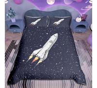 SJSXWQN Funda Nordica Cama 150 Cohete Espacial Edredon Cama 150 para Niños Adultos con Cremallera Suave Transpirable Microfibra Fundas Nordicas 240x220 cm + 2 Fundas de Almohada 50x80 cm