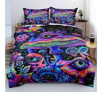 SJSXWQN Funda Nordica Cama 150 Hongo Morado Edredon Cama 150 para Niños Adultos con Cremallera Suave Transpirable Microfibra Fundas Nordicas 240x220 cm + 2 Fundas de Almohada 50x80 cm