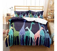 SJSXWQN Funda Nordica Cama 150 Jirafa Colorida Edredon Cama 150 para Niños Adultos con Cremallera Suave Transpirable Microfibra Fundas Nordicas 240x220 cm + 2 Fundas de Almohada 50x80 cm