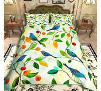 SJSXWQN Funda Nordica Cama 150 PáJaro Verde Edredon Cama 150 para Niños Adultos con Cremallera Suave Transpirable Microfibra Fundas Nordicas 240x220 cm + 2 Fundas de Almohada 50x80 cm