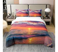 SJSXWQN Funda Nordica Cama 150 Playa Al Atardecer Edredon Cama 150 para Niños Adultos con Cremallera Suave Transpirable Microfibra Fundas Nordicas 240x220 cm + 2 Fundas de Almohada 50x80 cm