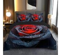 SJSXWQN Funda Nordica Cama 150 Rosa Negra Edredon Cama 150 para Niños Adultos con Cremallera Suave Transpirable Microfibra Fundas Nordicas 240x220 cm + 2 Fundas de Almohada 50x80 cm