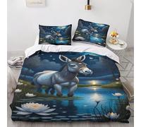 SJSXWQN Funda Nordica Cama 180 Burro Cielo Estrellado Edredon Cama 180 para Niños Adultos con Cremallera Cómodo Transpirable Microfibra Fundas Nordicas 260x240 cm + 2 Fundas de Almohada 50x80 cm