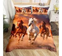 SJSXWQN Funda Nordica Cama 180 Caballos Al Galope Edredon Cama 180 para Niños Adultos con Cremallera Cómodo Transpirable Microfibra Fundas Nordicas 260x240 cm + 2 Fundas de Almohada 50x80 cm