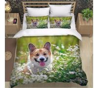 SJSXWQN Funda Nordica Cama 180 Corgis Edredon Cama 180 para Niños Adultos con Cremallera Cómodo Transpirable Microfibra Fundas Nordicas 260x240 cm + 2 Fundas de Almohada 50x80 cm