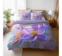 SJSXWQN Funda Nordica Cama 180 Flores Moradas Edredon Cama 180 para Niños Adultos con Cremallera Cómodo Transpirable Microfibra Fundas Nordicas 260x240 cm + 2 Fundas de Almohada 50x80 cm