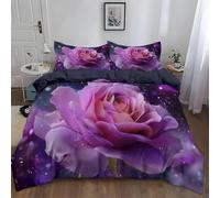 SJSXWQN Funda Nordica Cama 180 Flores Moradas Edredon Cama 180 para Niños Adultos con Cremallera Cómodo Transpirable Microfibra Fundas Nordicas 260x240 cm + 2 Fundas de Almohada 50x80 cm