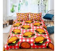 SJSXWQN Funda Nordica Cama 180 Hamburguesa Divertida Edredon Cama 180 para Niños Adultos con Cremallera Cómodo Transpirable Microfibra Fundas Nordicas 260x240 cm + 2 Fundas de Almohada 50x80 cm