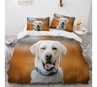 SJSXWQN Funda Nordica Cama 180 Labrador Retriever Blanco Edredon Cama 180 para Niños Adultos con Cremallera Cómodo Transpirable Microfibra Fundas Nordicas 260x240 cm + 2 Fundas de Almohada 50x80 cm