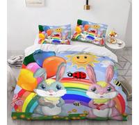 SJSXWQN Funda Nordica Cama 180 Lindo Conejito Edredon Cama 180 para Niños Adultos con Cremallera Cómodo Transpirable Microfibra Fundas Nordicas 260x240 cm + 2 Fundas de Almohada 50x80 cm