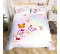 SJSXWQN Funda Nordica Cama 180 Mariposa Rosa Edredon Cama 180 para Niños Adultos con Cremallera Cómodo Transpirable Microfibra Fundas Nordicas 260x240 cm + 2 Fundas de Almohada 50x80 cm
