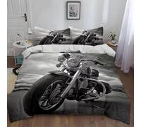 SJSXWQN Funda Nordica Cama 180 Motocicleta Gris Edredon Cama 180 para Niños Adultos con Cremallera Cómodo Transpirable Microfibra Fundas Nordicas 260x240 cm + 2 Fundas de Almohada 50x80 cm