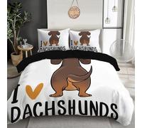 SJSXWQN Funda Nordica Cama 180 Perros Salchicha Adorables Edredon Cama 180 para Niños Adultos con Cremallera Cómodo Transpirable Microfibra Fundas Nordicas 260x240 cm + 2 Fundas de Almohada 50x80 cm