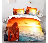 SJSXWQN Funda Nordica Cama 90 Bikini Edredón Cama 90 para Niñas Niños con Cremallera Suave Transpirable Microfibra Fundas Nordicas 150x220 cm + 2 Fundas de Almohada 50x80 cm