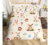 SJSXWQN Funda Nordica Cama 90 Conejo Lindo Edredón Cama 90 para Niñas Niños con Cremallera Suave Transpirable Microfibra Fundas Nordicas 150x220 cm + 2 Fundas de Almohada 50x80 cm