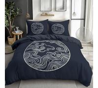 SJSXWQN Funda Nordica Cama 90 Elementos Japoneses Azul Marino Edredón Cama 90 para Niñas Niños con Cremallera Suave Transpirable Microfibra Fundas Nordicas 150x220 cm + 2 Fundas de Almohada 50x80 cm