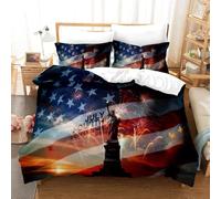 SJSXWQN Funda Nordica Cama 90 Estatua De La Libertad Edredón Cama 90 para Niñas Niños con Cremallera Suave Transpirable Microfibra Fundas Nordicas 150x220 cm + 2 Fundas de Almohada 50x80 cm