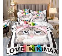 SJSXWQN Funda Nordica Cama 90 Gatos Blancos Edredón Cama 90 para Niñas Niños con Cremallera Suave Transpirable Microfibra Fundas Nordicas 150x220 cm + 2 Fundas de Almohada 50x80 cm