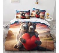 SJSXWQN Funda Nordica Cama 90 Gris Burro Edredón Cama 90 para Niñas Niños con Cremallera Suave Transpirable Microfibra Fundas Nordicas 150x220 cm + 2 Fundas de Almohada 50x80 cm