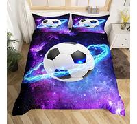 SJSXWQN Funda Nordica Cama 90 Infantiles El FúTbol Morado Edredon Cama 90 para Niñas Niños con Cremallera Suave y cómodo Microfibra Fundas Nordicas 150x200 cm + 2 Fundas de Almohada 50x80 cm