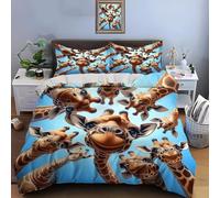 SJSXWQN Funda Nordica Cama 90 Jirafa Edredón Cama 90 para Niñas Niños con Cremallera Suave Transpirable Microfibra Fundas Nordicas 150x220 cm + 2 Fundas de Almohada 50x80 cm