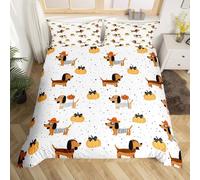 SJSXWQN Funda Nordica Cama 90 Perro Salchicha Edredón Cama 90 para Niñas Niños con Cremallera Suave Transpirable Microfibra Fundas Nordicas 150x220 cm + 2 Fundas de Almohada 50x80 cm