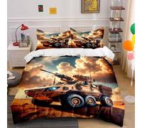 SJSXWQN Funda Nordica Cama 90 VehíCulo Blindado Edredón Cama 90 para Niñas Niños con Cremallera Suave Transpirable Microfibra Fundas Nordicas 150x220 cm + 2 Fundas de Almohada 50x80 cm