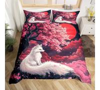 SJSXWQN Funda Nordica Cama 90 Zorro Blanco Edredón Cama 90 para Niñas Niños con Cremallera Suave Transpirable Microfibra Fundas Nordicas 150x220 cm + 2 Fundas de Almohada 50x80 cm