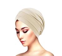 SJTJSPX - Gorro de turbante para mujer, sombrero musulmán élastico, gorro de noche cruzado, gorro de quimioterapia, gorro de algodón, hijab, beige, Talla única