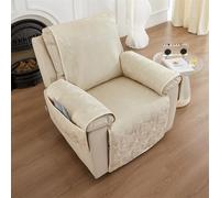 SJTYFC Funda Sillon Reclinable 1 Plaza Funda Sillon Relax Reclinable con Ajustable Correas De Apriete, Jacquard Universal Cover De Sofá con Bolsillos Funda para Sillon Relax(Beige)