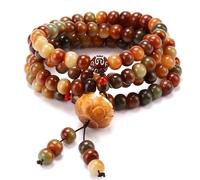 SJUENSXH Collar de pulsera de cuentas Mala, 108 cuentas de oración budista, yoga, meditación, piedras preciosas japa mala para mujeres y hombres, Talla única, Resina, nonnoo