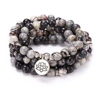 SJUENSXH Pulsera de cuentas Mala, 108 cuentas de oración budista, yoga, meditación, collar de cuentas verdes de malaquita para mujeres y hombres, Talla única, Resina, nonnoo