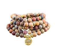 SJUENSXH Pulsera de cuentas Mala, 108 cuentas de oración budista, yoga, meditación, collar de cuentas verdes de malaquita para mujeres y hombres, Talla única, Resina, nonnoo