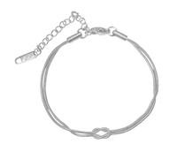 SJUIEO 18K chapado en oro real nudo de amor pulsera delicada cadena serpiente infinito pulsera ajustable joyas oro regalos para las mujeres (Plata)